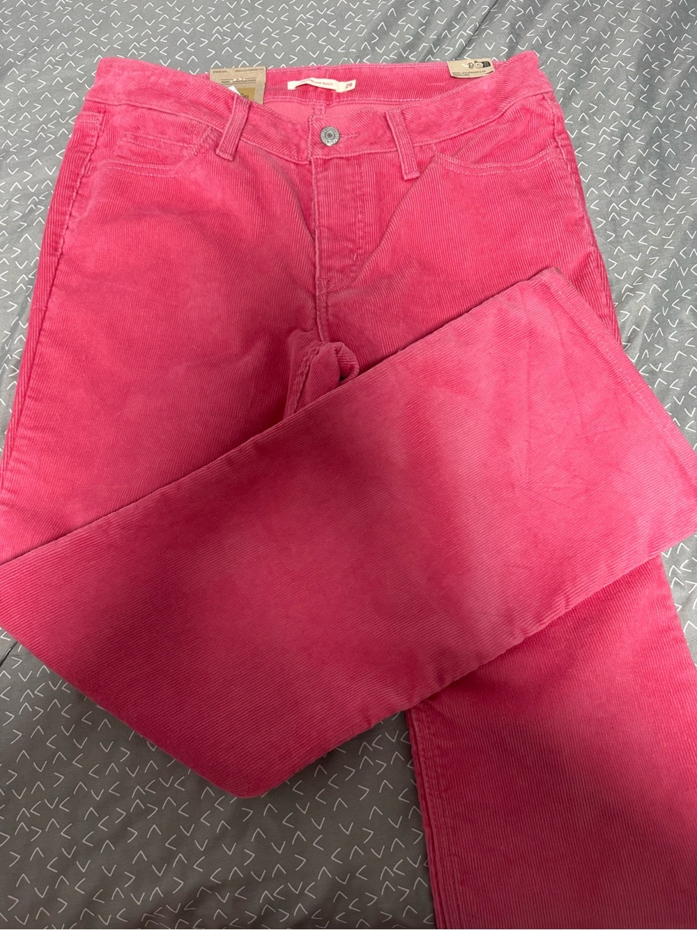 Levi's Women's Bright Pink Corduroy Straight Jeans
